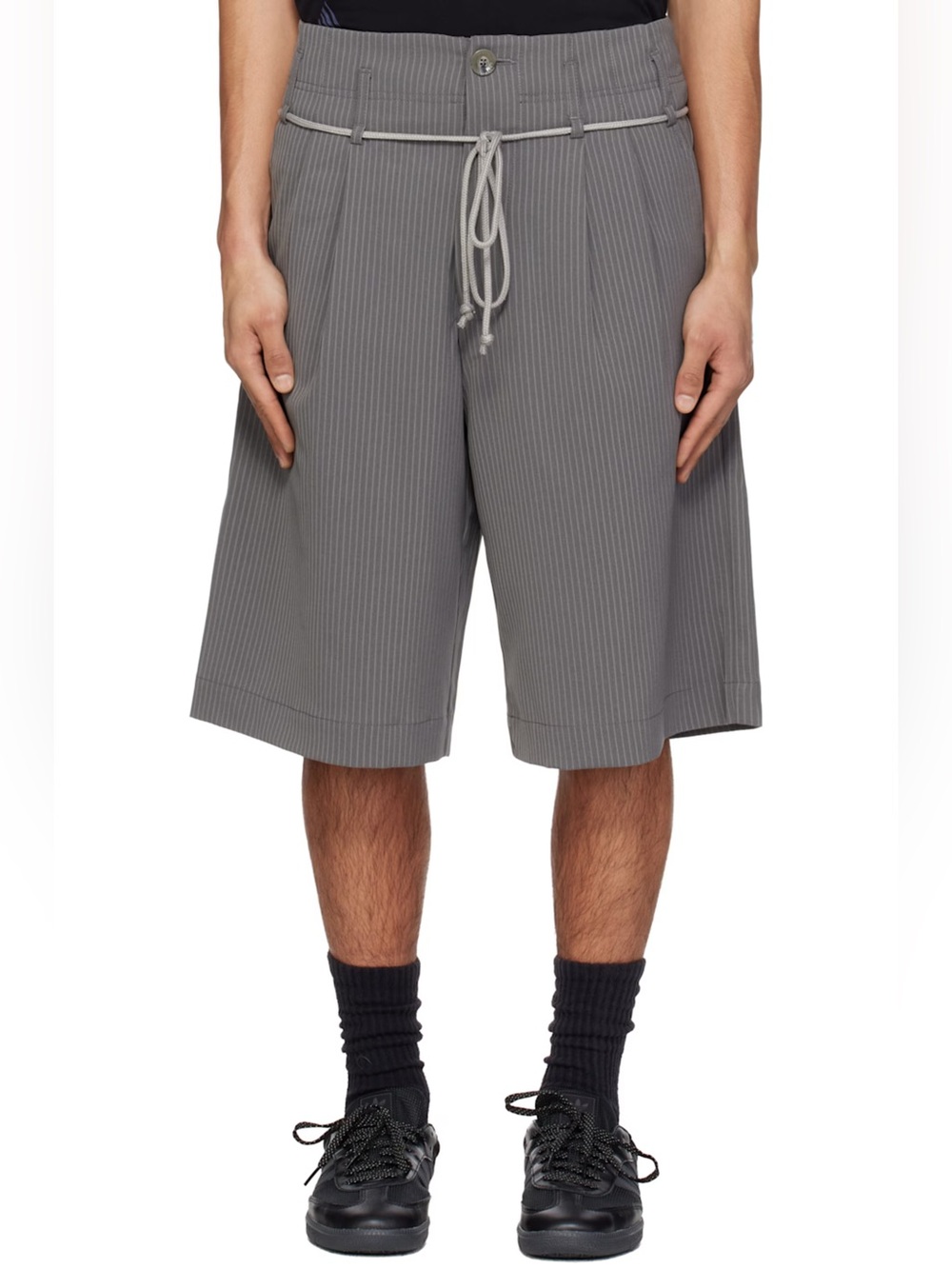 SONG FOR THE MUTE Gray Double Pleated Shorts